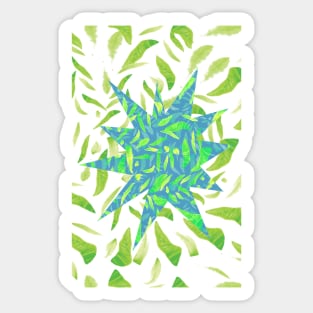 Green Splats on Blue Sticker